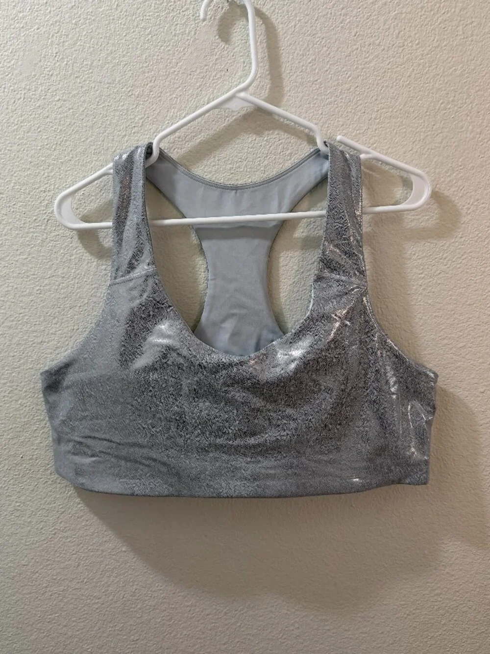 Old Navy NWT Metallic Silver Racerback Sports Bra